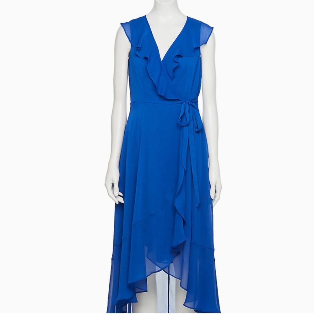 Women's Chaps Cross-Front Ruffle V-Neck Dress - 16